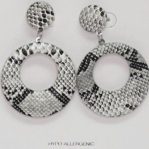 Time and Tru Snake Print Statement Earrings